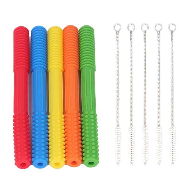 Tubo para la dentición del bebé, 5 uds. Tubos para la dentición del bebé, juguetes para masticar para bebés, pajita para masticar para bebés hecha a mano con cuidado