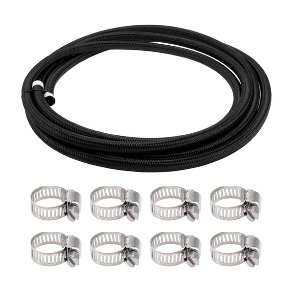 Unique Bargains 3/8" Fuel Line Kit 15.09ft Vacuum Hose Automotive Fuel Hose with 8 Clamps 1 Set