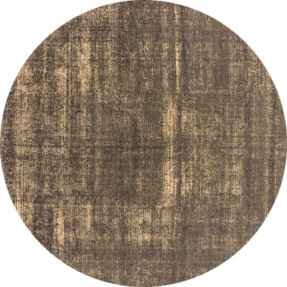 Ahgly Company Indoor Round Oriental Brown Industrial Area Rugs, 6' Round