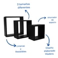 thumbnail image 3 of Set 3 repisas flotantes cuadradas minimalista negras ELLEGANCE HOUSEWARE FS39095, 3 of 4