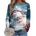thumbnail image 2 of Futezty Women's Raglan Shirt Christmas Tops Long Sleeve Xmas Pullover Blouse Red Glass Santa Hat Graphic Sweatshirt, 2 of 7