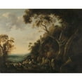 thumbnail image 3 of Gijsbert Gillisz. de Hondecoeter 18x15 Black Modern Framed Museum Art Print Titled - Landscape with Herdsmen (1652), 3 of 5