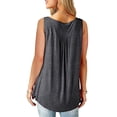 thumbnail image 4 of JustVH Blouse Décontractée Unie Henley Col en V pour Femmes Tunique Plissée à Boutons, 4 of 4