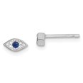 thumbnail image 2 of Sterling Silver Rhodium-plated Clear & Blue Cubic Zirconia Eye Post Earrings, 2 of 3