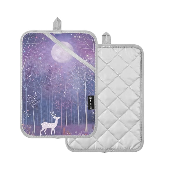 Yayeee Pot Holders Kitchen Heat Resistant with Pocket 7"x9.8" Cotton Oven Cooking Hot Pads, Purple Forest