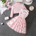 thumbnail image 5 of SONGGE Girls Floral Print Dress With Sheer Overlay And Jacket Summer Style Outfit Sets Toddlers Kids Back To School Breathable Clothes Sets, 5 of 8