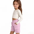 thumbnail image 6 of Nestiefly Girls Cargo Shorts Wide Leg Beach Bermuda Short Pants for Kids Baggy Elastic Waist Pants with Pockets 2026 Pink 130, 6 of 7