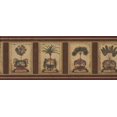 thumbnail image 2 of Vintage Carrés Palmiers Brun Papier Peint Bord Retro Design, Rouleau 15' x 9", 2 of 3