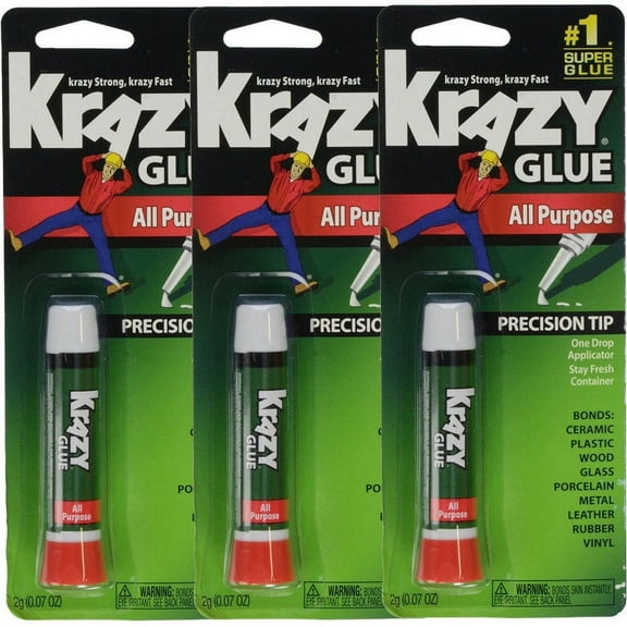 3 Pack Krazy Glue Instant Fast Drying All Purpose Glue, .07 oz
