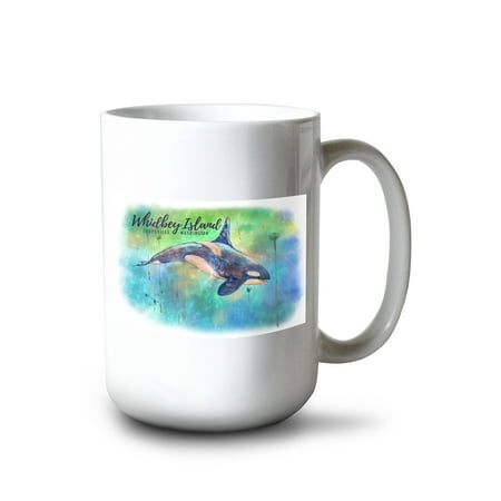 

Lantern Press 15 fl oz Ceramic Mug Whidbey Island Washington Coupeville Salmon Vintage Sign Dishwasher & Microwave Safe