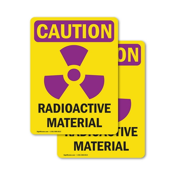 (2 Pack) Radioactive Materials With Symbol OSHA Caution Radiation Sign 10 Inch X 14 Inch Vinyl Label Decal Sticker Weather Resistant, UV Protected for Workplace, Business, and