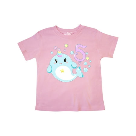 

Inktastic Happy 5th Birthday with Cute Narwhal Stars and Bubbles Gift Toddler Boy or Toddler Girl T-Shirt