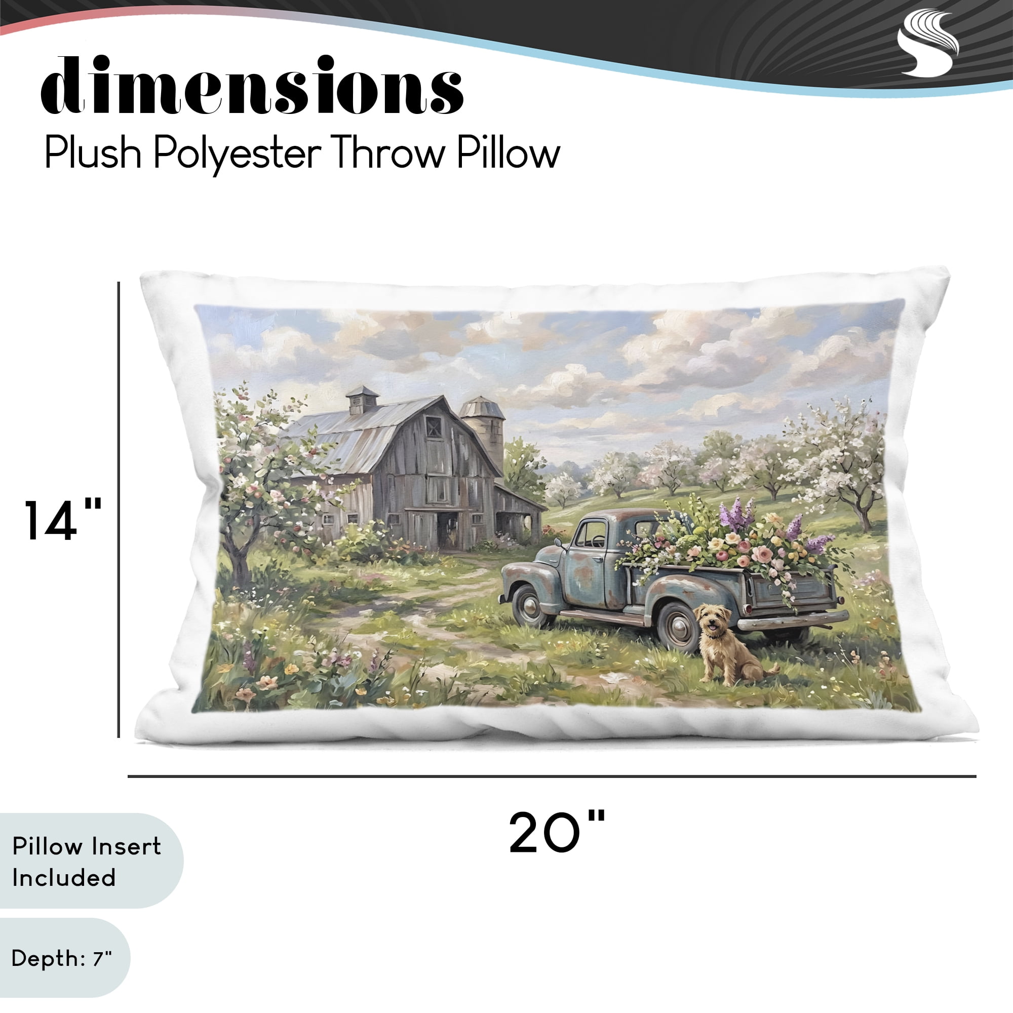 Stupell Industries Proud Dog by Truckload of Flowers Decorative Printed Throw Pillow, design by Tabz Jones, 14 x 7 x 20