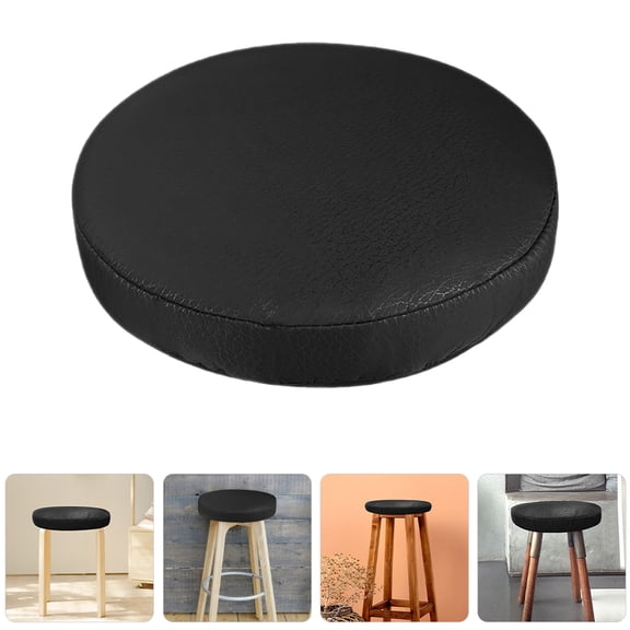 BESTYASH Round Black PU Bar Stool Cover, Stretchable Slipcover for Bar Stools, 1 Piece, and Easy to Clean