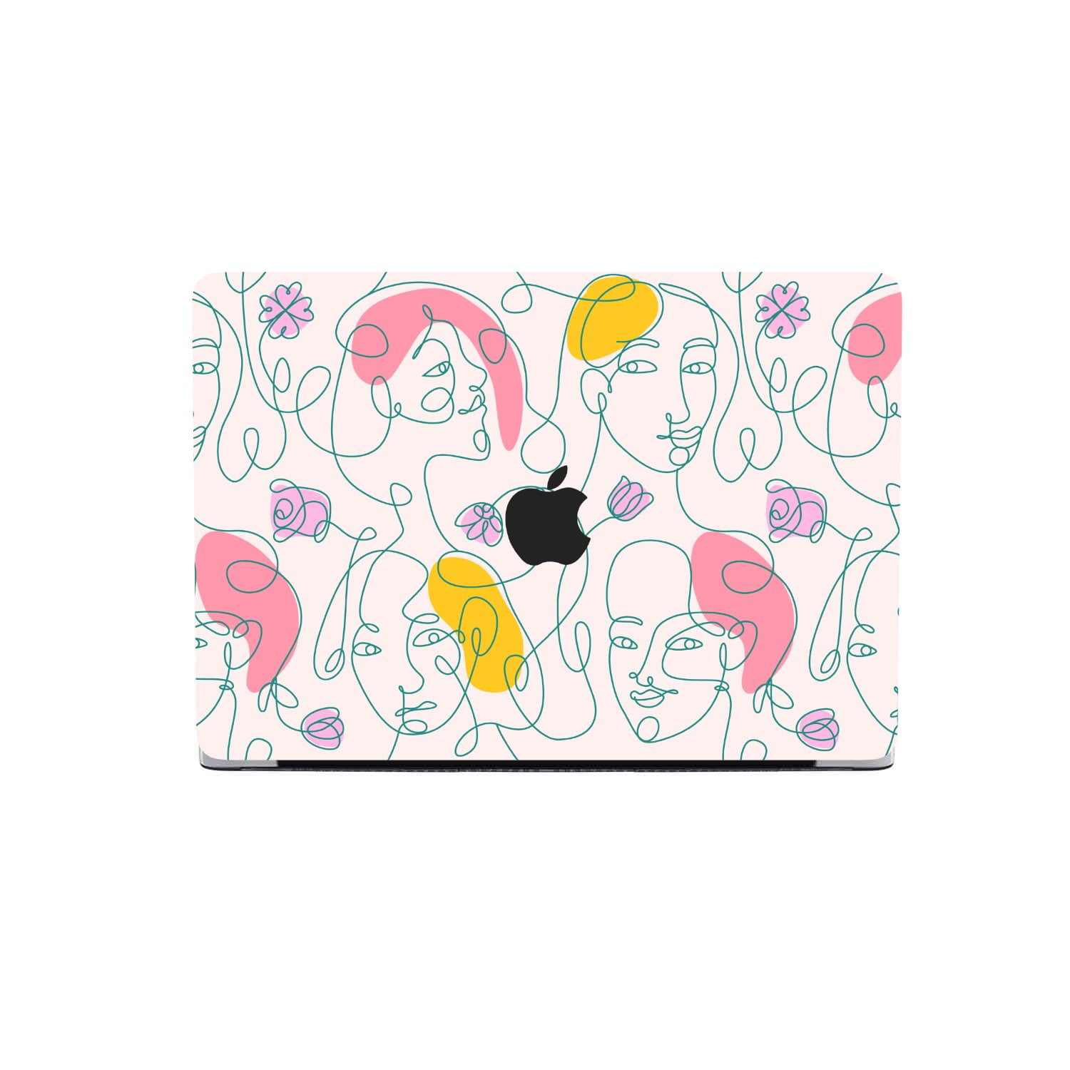 Girly Faces Painting Hard Case MacBook Pro 13 15 16 Touch Fashion One Line Drawing Face Hint Print Rubberized MacBook Air 2020 Keypad Cover