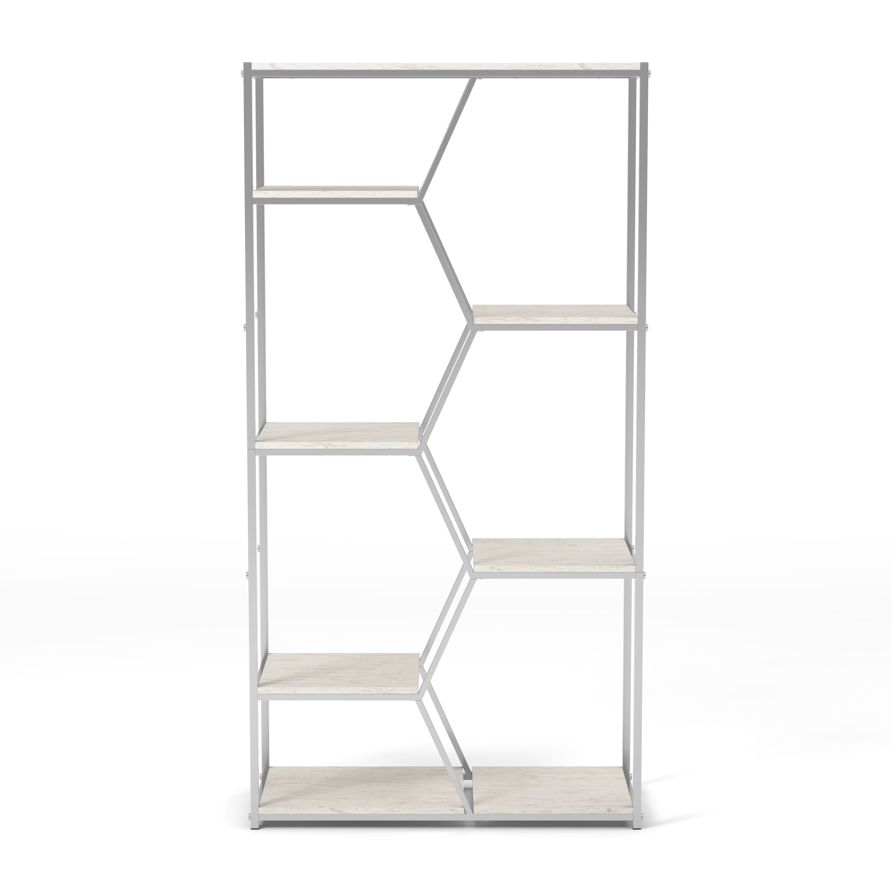 Furniture of America Liponia 7-Shelf Bookcase, Chrome