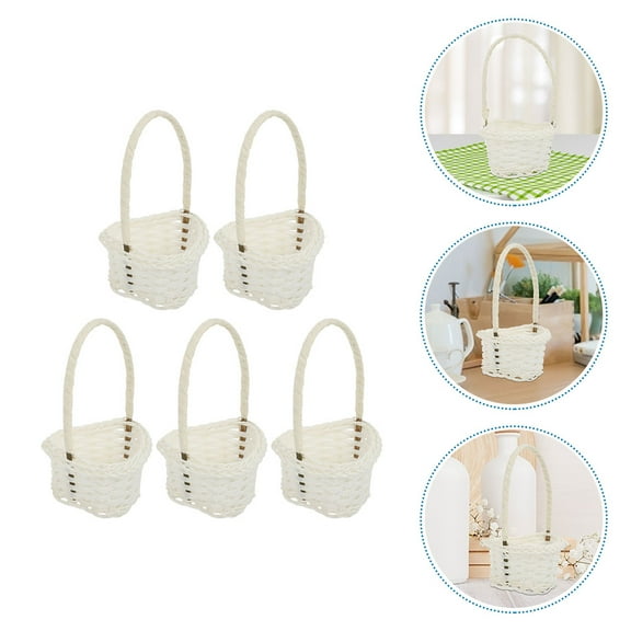 WHAMVOX  5 Pcs Mini Basket Rattan Körbe Fruit for Kitchen Gift