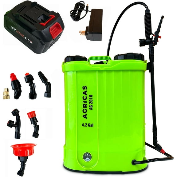 Battery Powered Backpack Sprayer 4.2 Gallon, Adjustable 0-100 PSI Pressure, Compatible with Makita 18V Battery, 7 Nozzles, Telescopic Wand, Charger Included, Electric Sprayer, Lawn & Garden Use