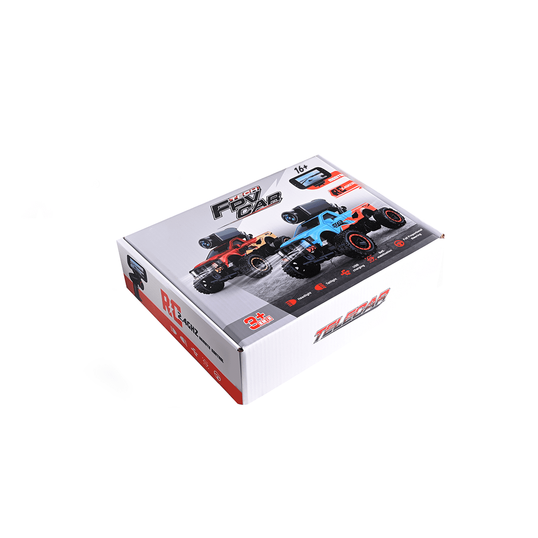 1/64 Scale FPV Mini RC Truck with WiFi HD Camera & APP + Remote Dual Control, 2.4G Full-Proportional RC Crawler with Display Screen, Gyro Stabilization & 3-Speed & Cruise Control - RTR