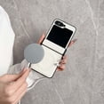 thumbnail image 2 of Designed for Samsung Galaxy Z Flip 6 Case Magnetic with Hinge Protection [Support Wireless Charging] PU Leather Hard Bumper Shockproof Protective Cover Case for Samsung Z Flip 6 Women Men, White, 2 of 13