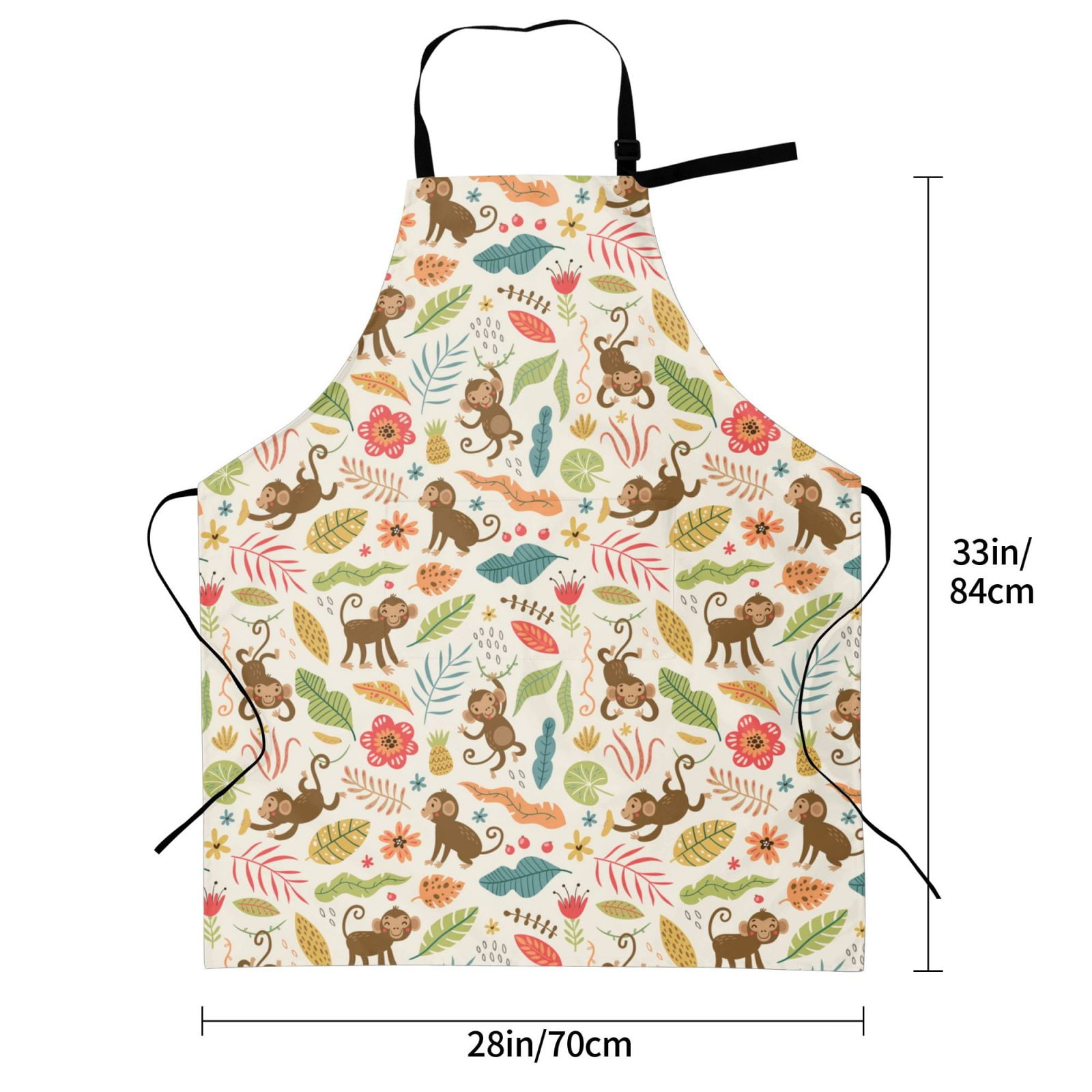 Kdxio Monkeys in the Jungle Apron with Pockets Adjustable Kitchen Aprons for Men Women Waterproof Aprons for Cooking,Drawing,Crafting, Baking Household Cleaning