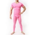 thumbnail image 3 of Tauxra Men's Underwear Shirts Short Sleeve T-Shirt Mesh Sheer Top Undershirt and Pants Sleepwear Sets Hot Pink M, 3 of 3