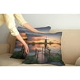 thumbnail image 3 of Ambesonne Nature Throw Pillow Cover 2 Pack, Dutch Windmill River, 24", Orange Blue, 3 of 6