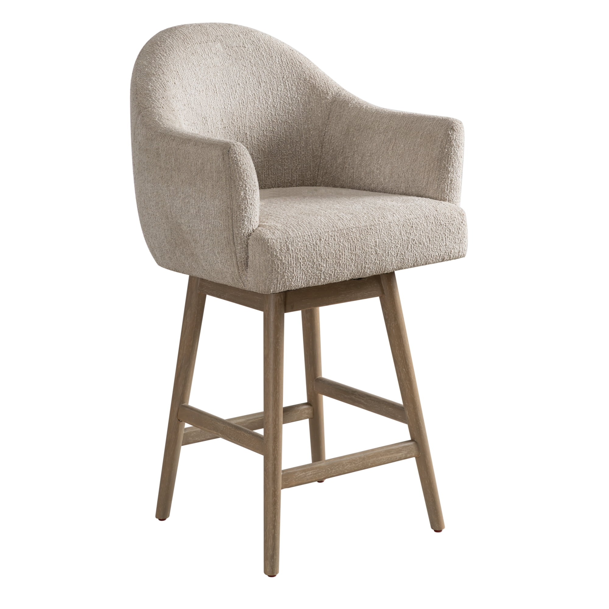Jaxon Solid Wood Upholstered 26" Counter Height Swivel Barstool with Ancient Stone Fabric Seat - Set of 3
