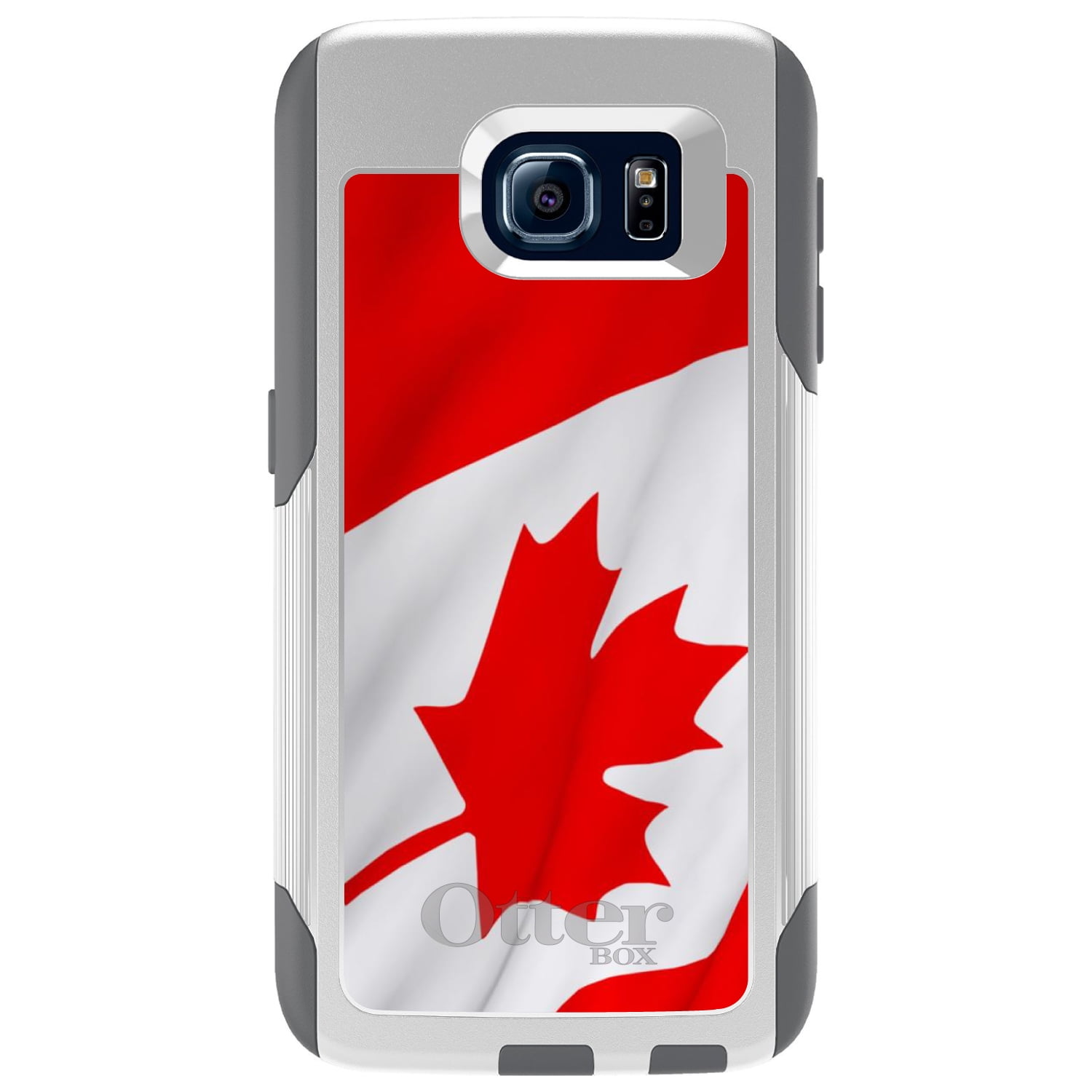 DistinctInk Custom White OtterBox Commuter Series Case for Samsung Galaxy S6 Red...