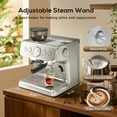 thumbnail image 5 of Moifoi 15 Bar Semi-Automatic Espresso Coffee Machine with Conical Burr Grinder and Steam Wand, 1&2 Cups - Silver, New, 5 of 7