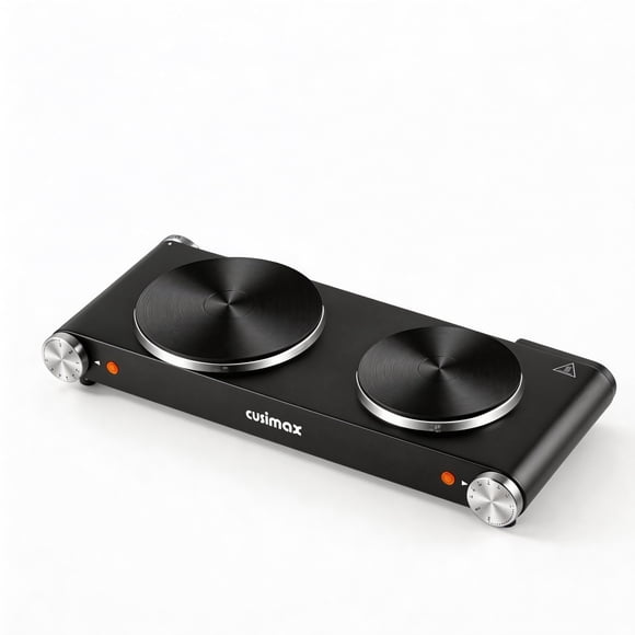 CUSIMAX Portable Electric Hot Plate, Cast Iron Countertop Cooktop, Compatible with All Cookware, Upgraded Version for Fast and Even Heating