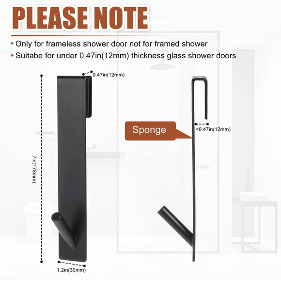 Injueey Gancho colgante fácil de instalar, ahorro de espacio, multifuncional, práctico, sobre gancho para puerta de vidrio, 2 pack/lote Accesorios de baño acero inoxidable