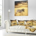 thumbnail image 3 of Designart Solitary Zebra Walking in Grassland - African Throw Pillow - 16x16, 3 of 5