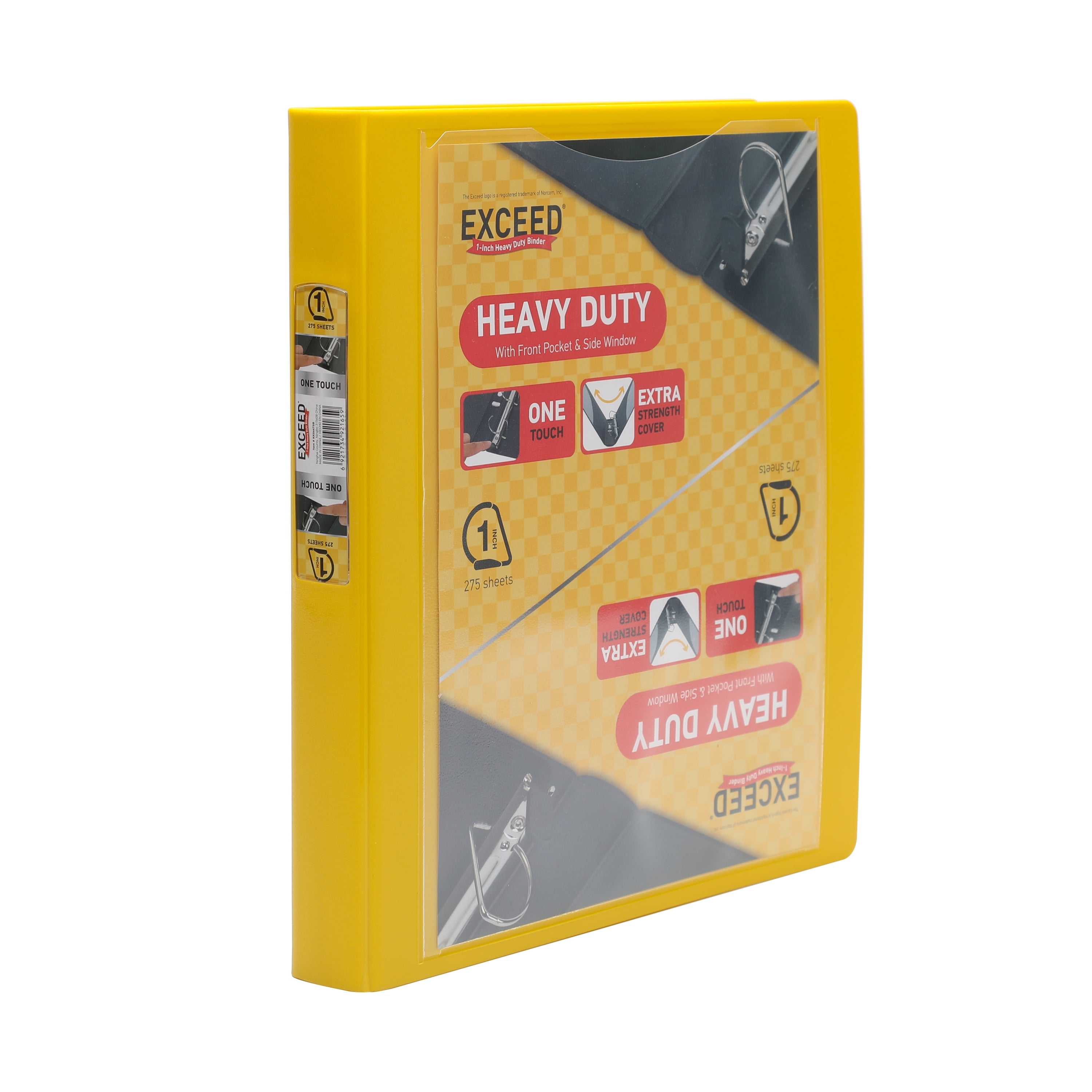 Exceed 1 Inch Heavy Duty Binder, 3 Slant D Ring, Mustard Yellow