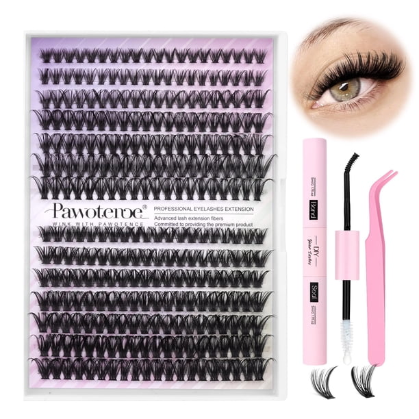 Kit de extensión de pestañas Pawotence Lash Individual Clusters