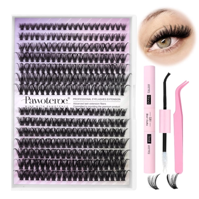 Kit de extensión de pestañas Pawotence Lash Individual Clusters
