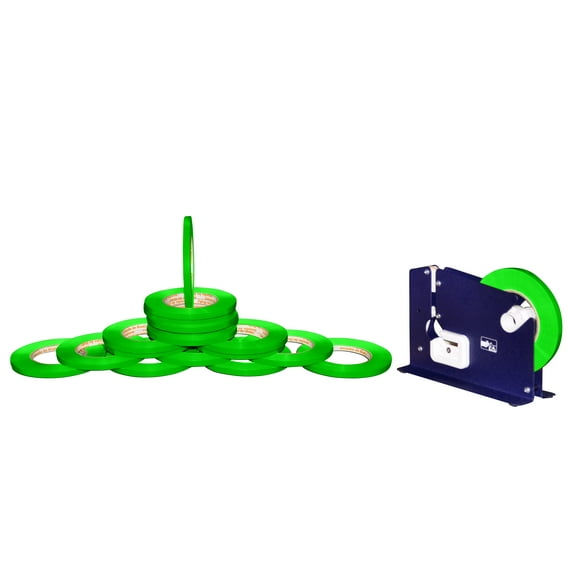 MedicalMartByMail Green Poly Bag Tape - 3/8" x 180 Yds, 6 Rolls