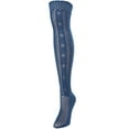 thumbnail image 3 of MeMoi Fondant Crochet Stripe Over the Knee Boot Sock - Womens - Female, 9-11, Blue, 3 of 4