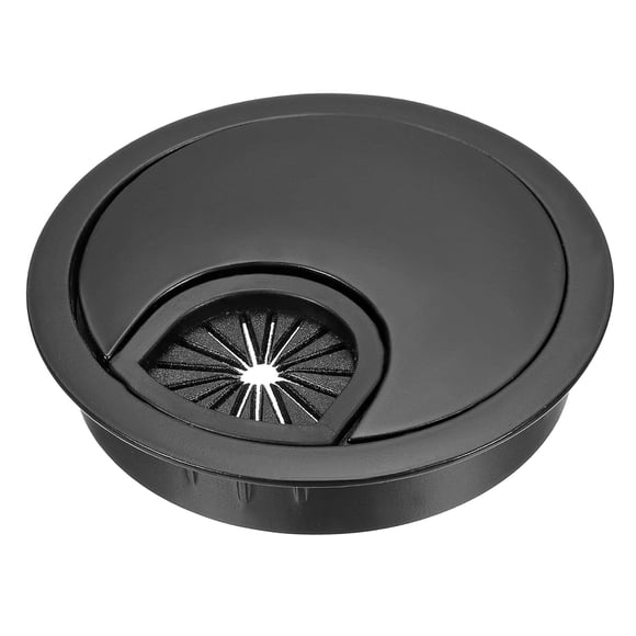 PinesC Desk Cable Hole Cover, Zinc Alloy Cord Raceway Great for Office, Home, Daily Use (60mm, Black)