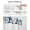 thumbnail image 5 of No Hook Shower Curtains with Snap in Liner, Navy Blue Botanical Peony Waterproof Fabric Shower Curtain, Vintage Floral Blossom Double Layers & See-Through Top Window Bathroom Curtains 54''x78'', 5 of 6