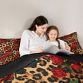 thumbnail image 3 of Manfei Leopard Print 3 Pieces Queen Comforter Set,Red Rose Bedding Sets,Flower Animal Bedding Comforter Set,Ultra Soft Floral Room Decor,Reversible, 3 of 8