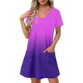 thumbnail image 2 of Vestido Corto de Verano Moda Gradiente Corto de Manga en V Cuello Vestido Casual, Poliéster Ligero de Verano, Lavado de Manos, 2 of 8
