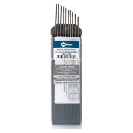 Miller Weldcraft WC332X7 2% Ceriated Tungsten Electrode 3/32" X 7", 10 pack