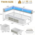thumbnail image 6 of Twin Daybed With Bookcase & Charging Station, Corner Bed Frame With LED Lights & 6 Storage Drawers White & Oak Grey, 6 of 6