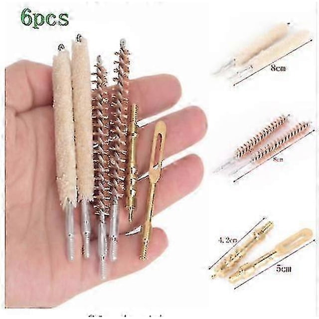.30-7.62mm-brush Head 6-piece Set Outdoor Tactical Cleaning 6-piece Brush Set Copper Brush Cotton Brush .22 9mm Gun Brush Pipe Cleaning Brush Head