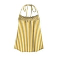 thumbnail image 4 of CheerKidz Women's Summer Pleated Striped Camisole Boho Sleeveless Tank Tops,Beach Vacation Clothes,Casual Loose Fits Shirts(Yellow,S), 4 of 5