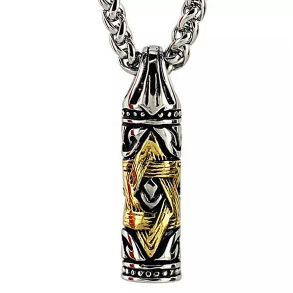 GKNET 6 Point Star of David Hexagram Pendant Necklace Stainless Steel Gold & Silver-Gold