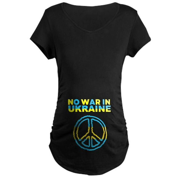 CafePress - No War In Ukraine Support Americ Maternity T Shirt - Maternity Dark T-Shirt