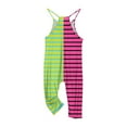 thumbnail image 6 of JTSRKL Girls Striped Jumpsuits Cute Summer Sleeveless Spaghetti Strappy Long Pants Kids Overalls Loose Fit Casual Color Block Print Rompers with Side Pockets Green 5-6 Years, 6 of 9