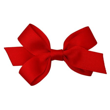 Reflectionz Girls Red Solid Color Grosgrain Knotted Bow Hair Clippie